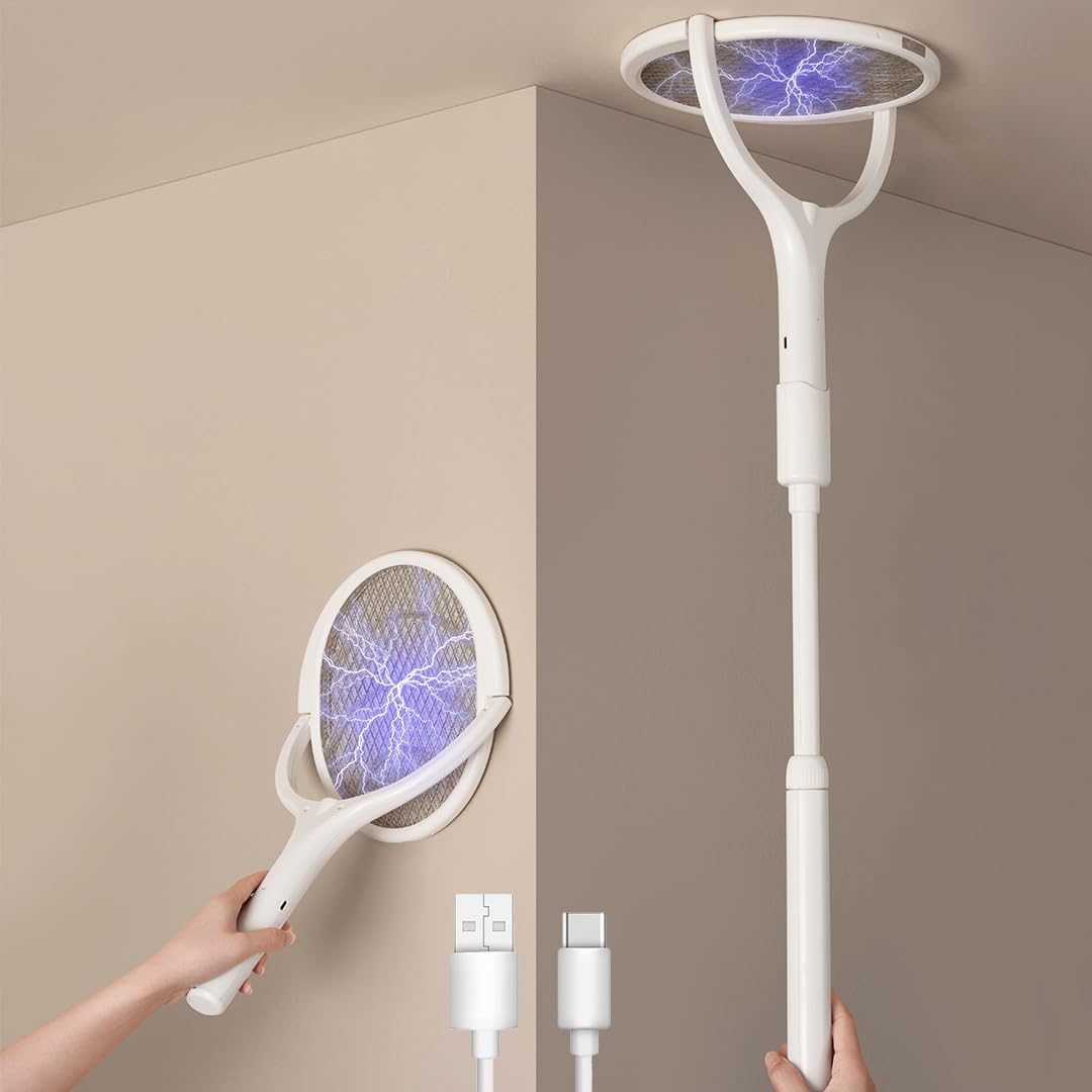 GeckoMan Rotating Head Electric Electric Fly Swatter Racket Rechargeable — image 2