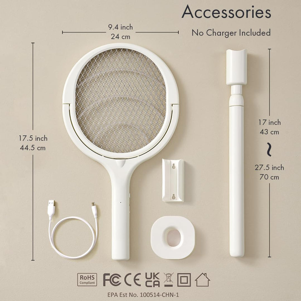 GeckoMan Rotating Head Electric Electric Fly Swatter Racket Rechargeable — image 1