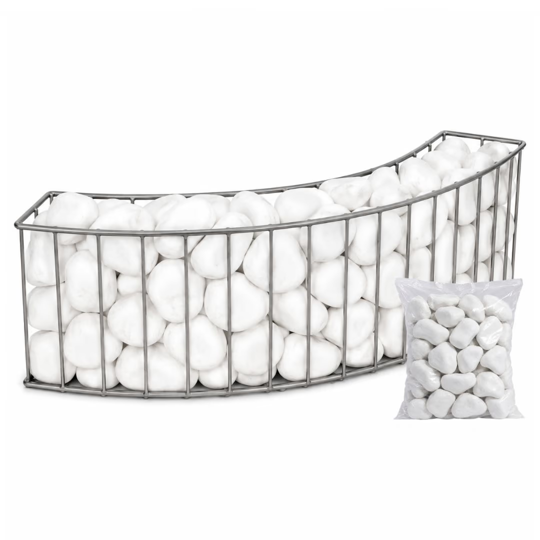 Curved Gabion Border Basket - with 20kg of Garden Stones Included