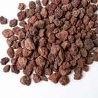 Red lava volcanic gravel rocks 10-20mm, assorted earthy tones, scattered on white background.