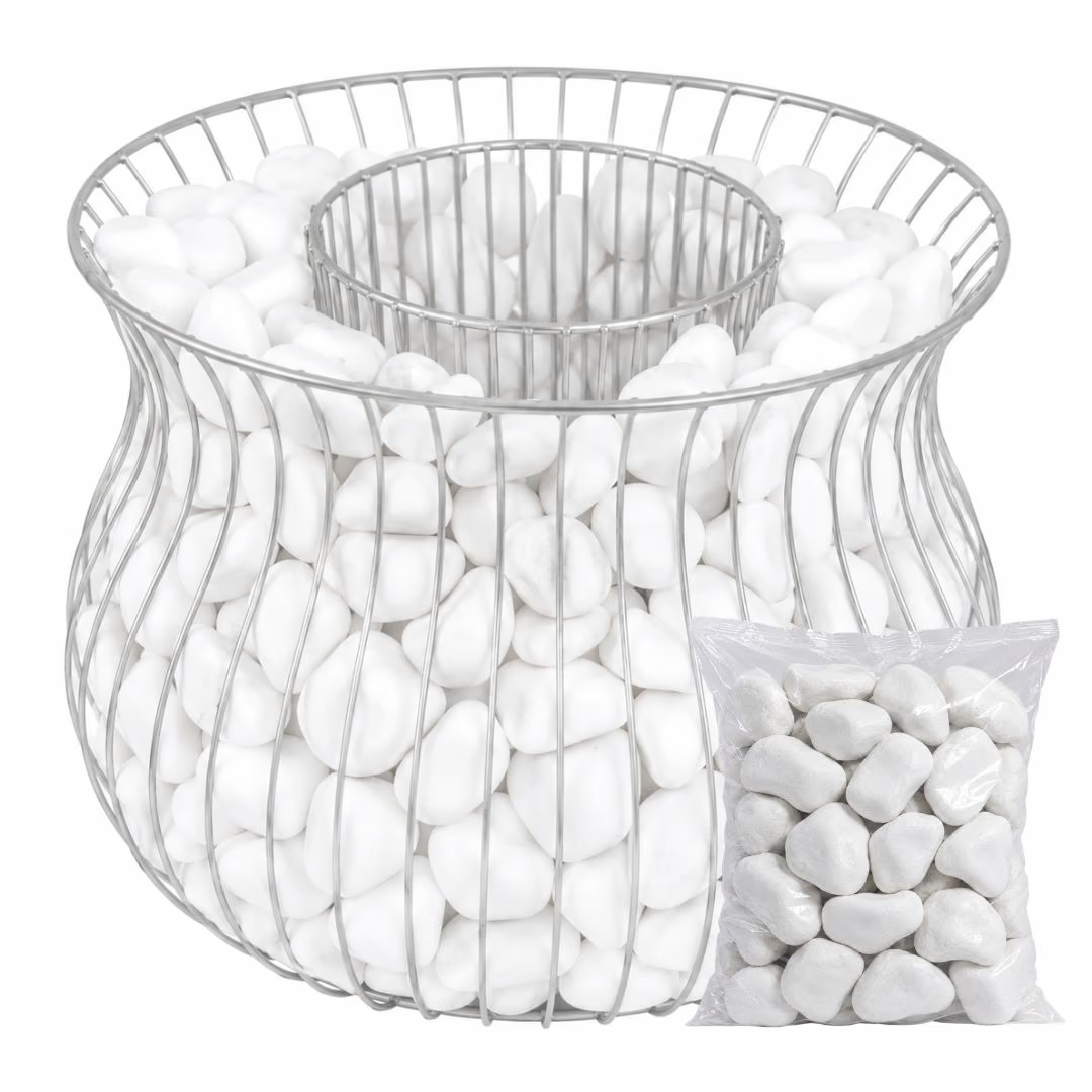 York Gabion Planter Basket - with 80kg of Garden Stones Included